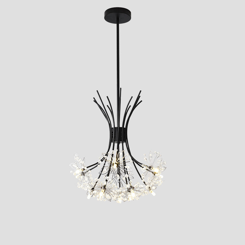 Contemporary Luxury Dandelion Crystal Chandelier - 13/19-Light Iron Frame for Living Room