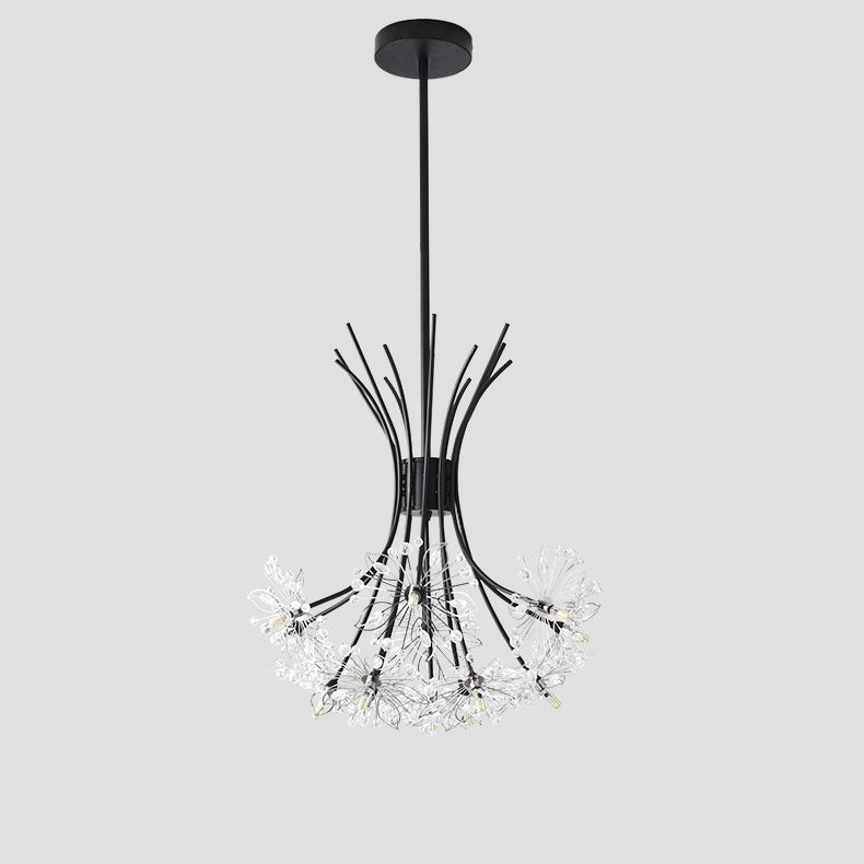 Contemporary Luxury Dandelion Crystal Chandelier - 13/19-Light Iron Frame for Living Room