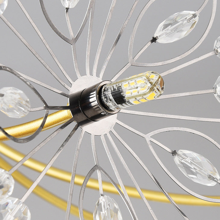 Contemporary Luxury Dandelion Crystal Chandelier - 13/19-Light Iron Frame for Living Room