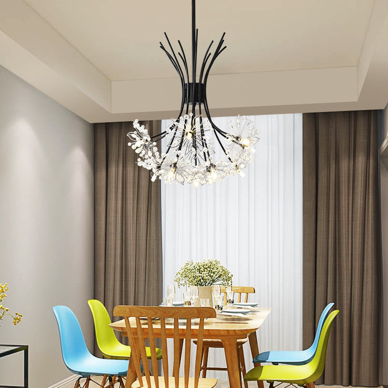 Contemporary Luxury Dandelion Crystal Chandelier - 13/19-Light Iron Frame for Living Room