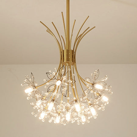 Contemporary Luxury Dandelion Crystal Chandelier - 13/19-Light Iron Frame for Living Room