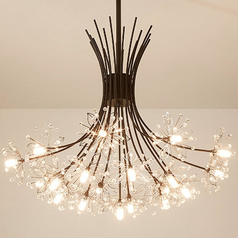 Contemporary Luxury Dandelion Crystal Chandelier - 13/19-Light Iron Frame for Living Room