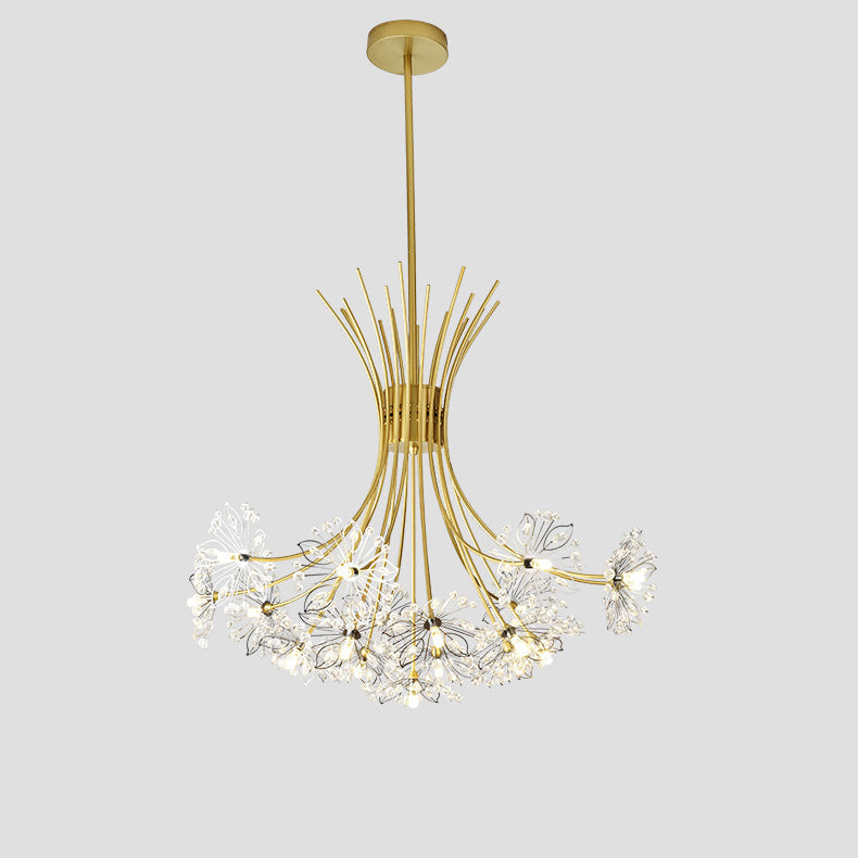 Contemporary Luxury Dandelion Crystal Chandelier - 13/19-Light Iron Frame for Living Room