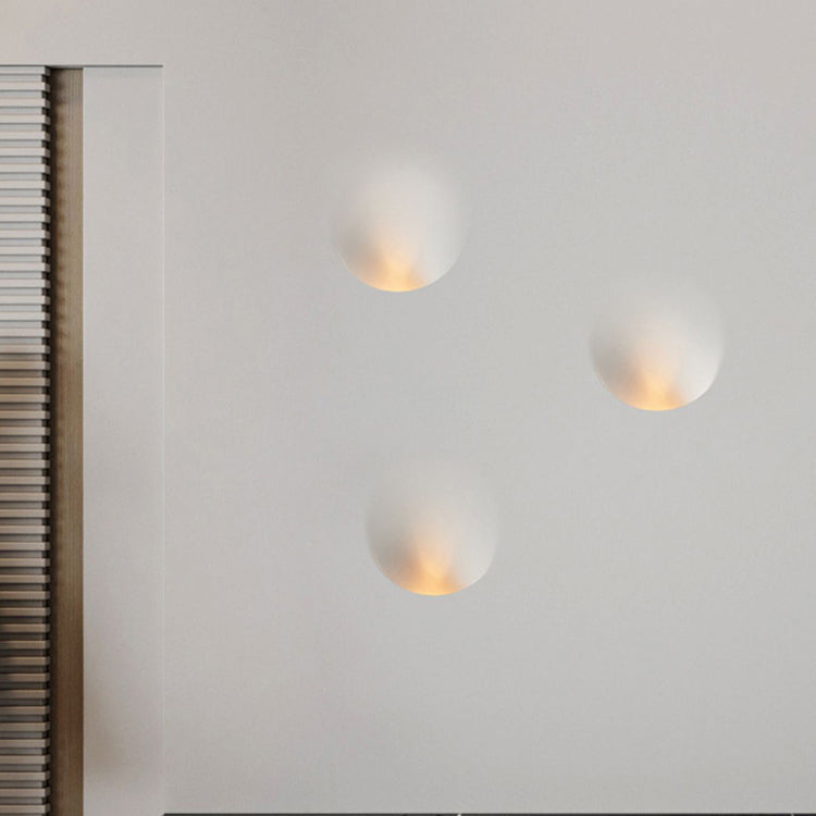 Modern Minimalist Recessed Plaster Round Wall Sconce - 1-Light Fixture for Living Room Lighting