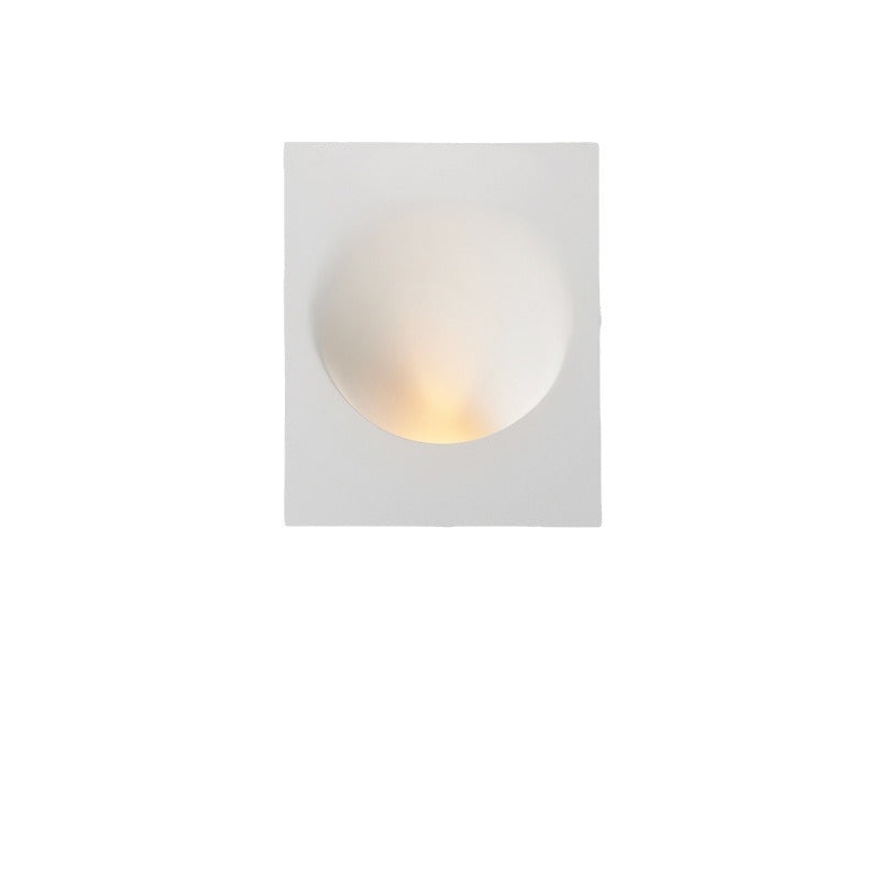 Modern Minimalist Recessed Plaster Round Wall Sconce - 1-Light Fixture for Living Room Lighting