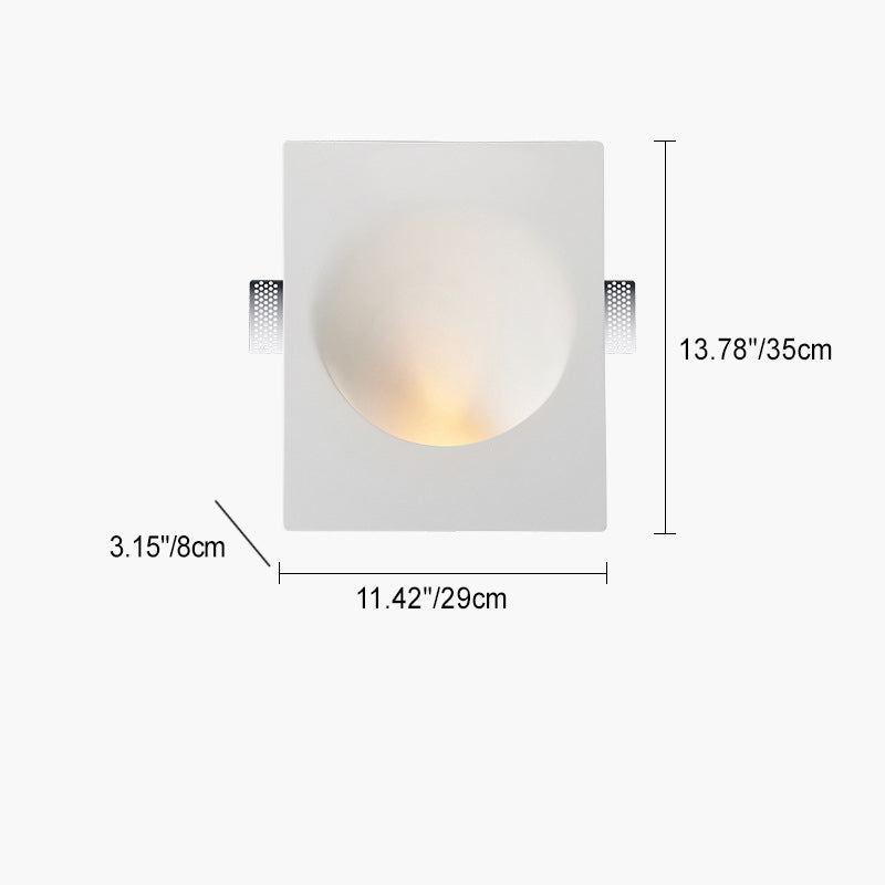 Modern Minimalist Recessed Plaster Round Wall Sconce - 1-Light Fixture for Living Room Lighting