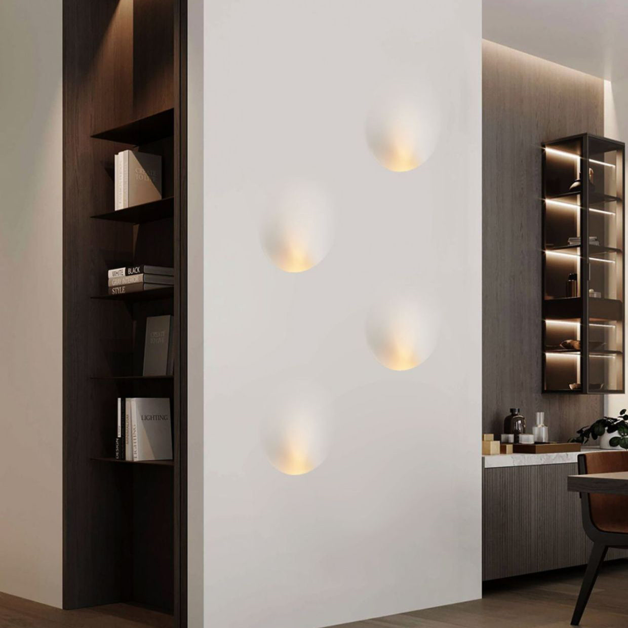 Modern Minimalist Recessed Plaster Round Wall Sconce - 1-Light Fixture for Living Room Lighting