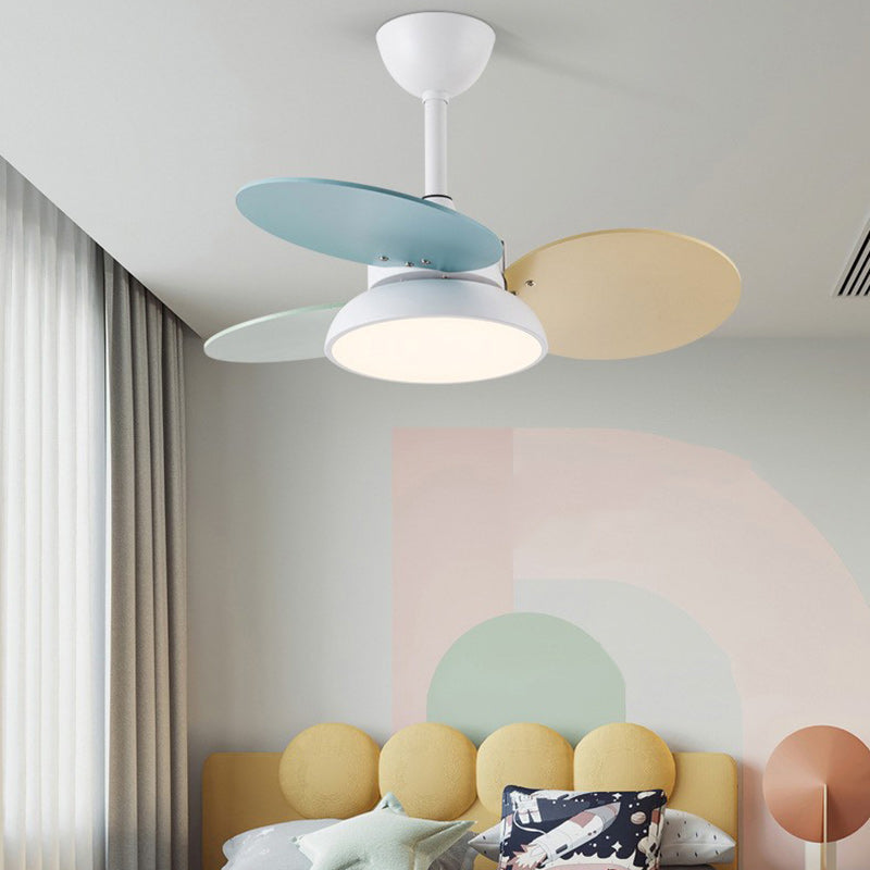 Contemporary Scandinavian Ceiling Fan Light with Acrylic Shade and Solid Wood Blades for Living Room