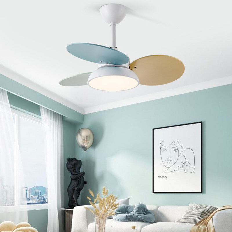 Contemporary Scandinavian Ceiling Fan Light with Acrylic Shade and Solid Wood Blades for Living Room