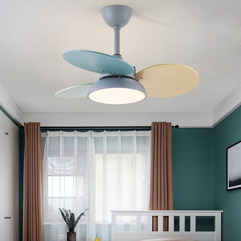 Contemporary Scandinavian Ceiling Fan Light with Acrylic Shade and Solid Wood Blades for Living Room