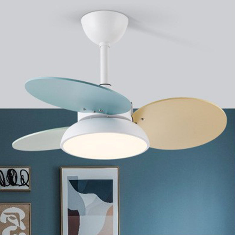 Contemporary Scandinavian Ceiling Fan Light with Acrylic Shade and Solid Wood Blades for Living Room