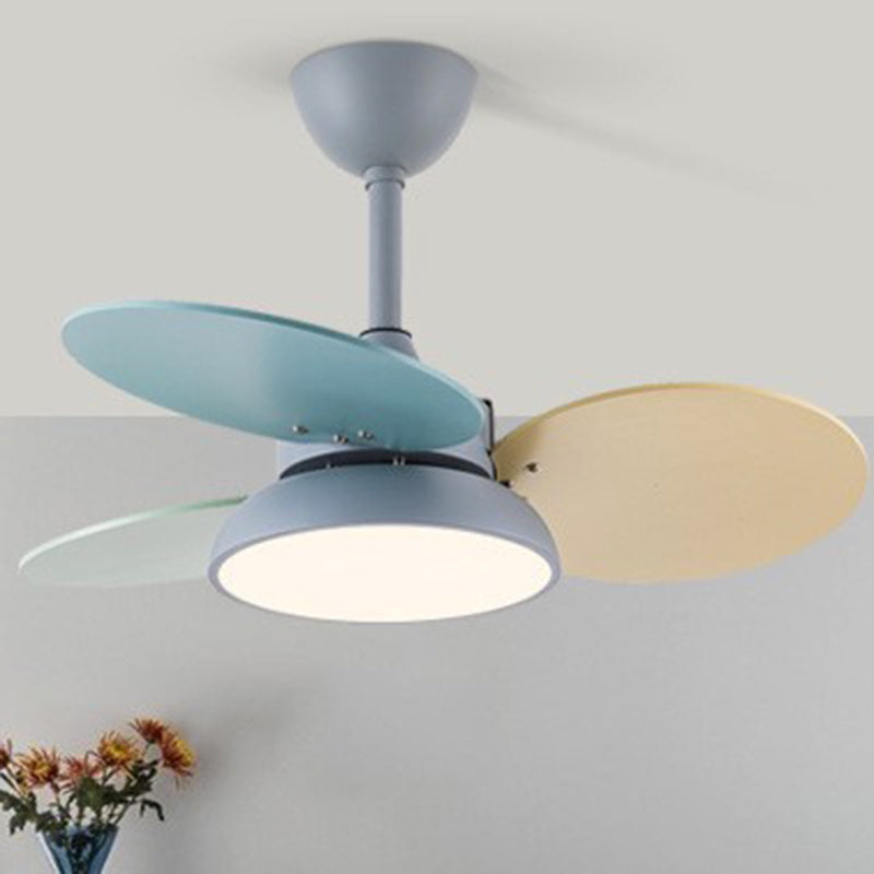 Contemporary Scandinavian Ceiling Fan Light with Acrylic Shade and Solid Wood Blades for Living Room
