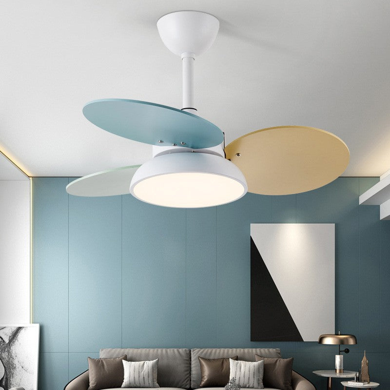 Contemporary Scandinavian Ceiling Fan Light with Acrylic Shade and Solid Wood Blades for Living Room