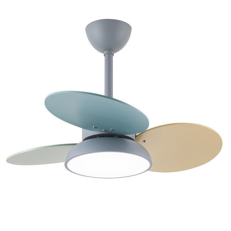 Contemporary Scandinavian Ceiling Fan Light with Acrylic Shade and Solid Wood Blades for Living Room