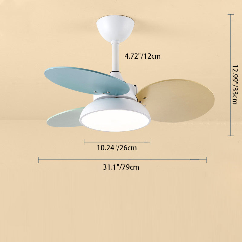 Contemporary Scandinavian Ceiling Fan Light with Acrylic Shade and Solid Wood Blades for Living Room