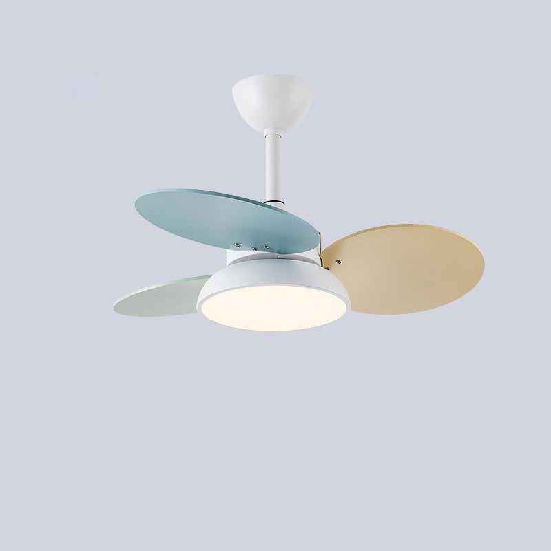 Contemporary Scandinavian Ceiling Fan Light with Acrylic Shade and Solid Wood Blades for Living Room