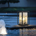 Traditional Chinese Crackle Enamel Bamboo LED Outdoor Post Light - Garden Galvanized Steel Design