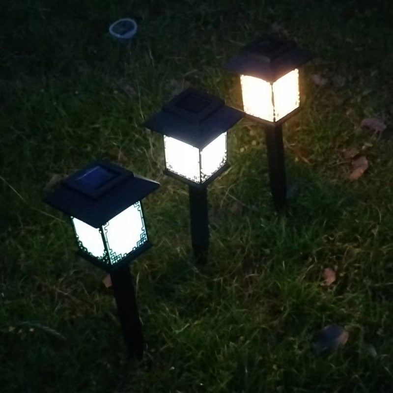 Contemporary Waterproof LED Solar Lawn Light - Industrial Square Design for Outdoor Patio