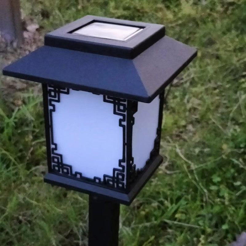 Contemporary Waterproof LED Solar Lawn Light - Industrial Square Design for Outdoor Patio