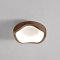 Traditional Japanese Corrugated Iron LED Ceiling Light - Flush Mount for Living Room