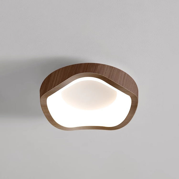 Traditional Japanese Corrugated Iron LED Ceiling Light - Flush Mount for Living Room