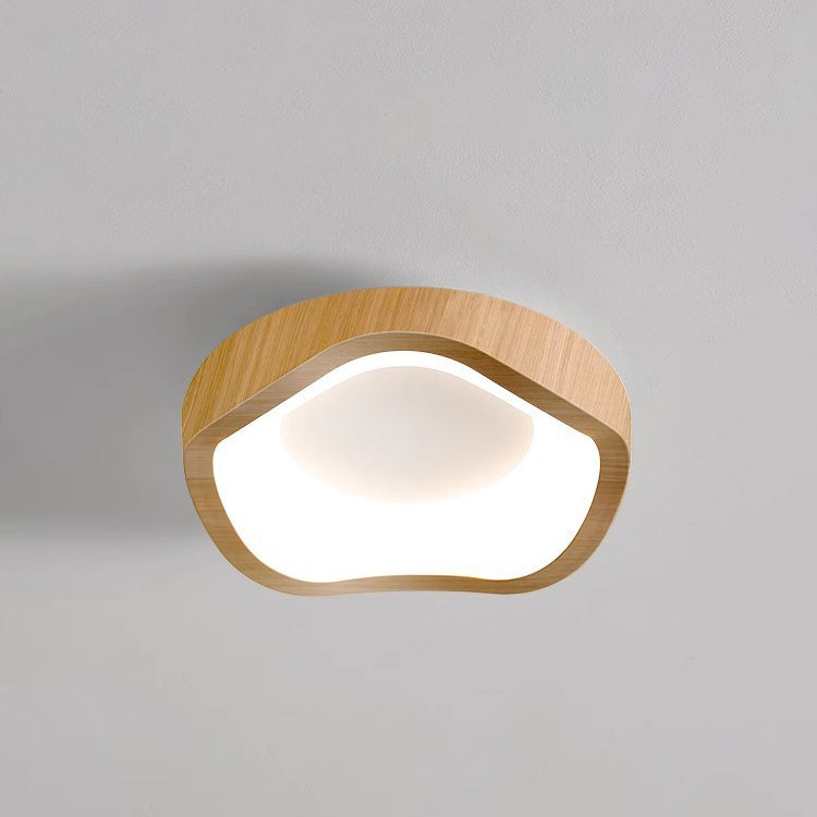 Traditional Japanese Corrugated Iron LED Ceiling Light - Flush Mount for Living Room