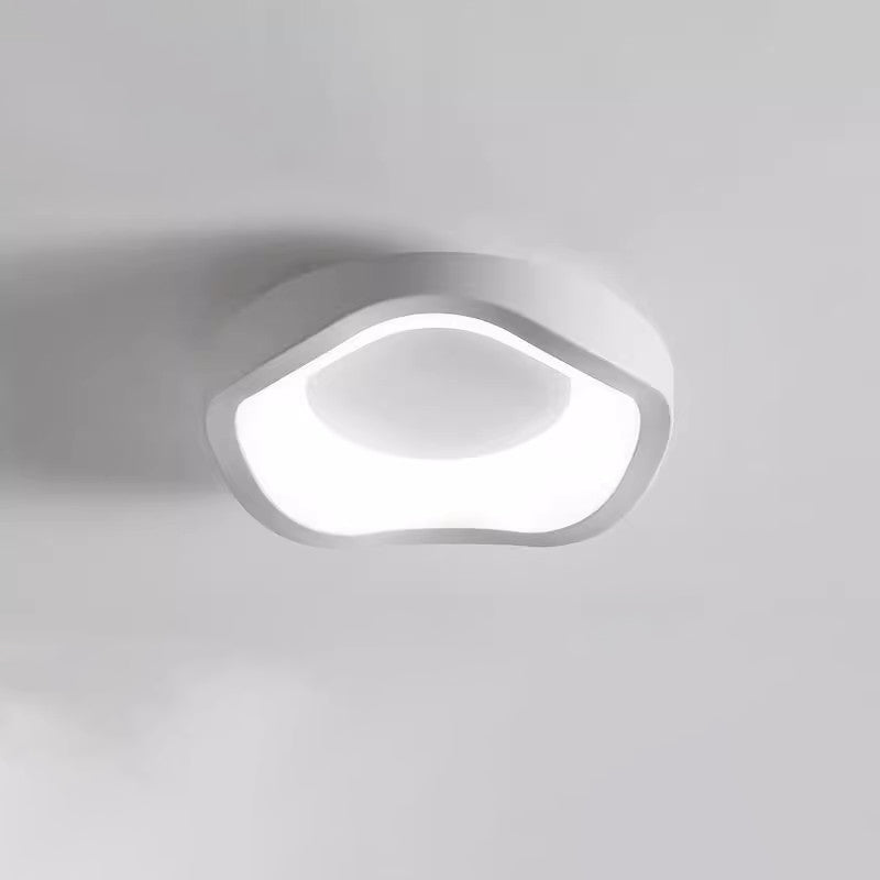 Traditional Japanese Corrugated Iron LED Ceiling Light - Flush Mount for Living Room