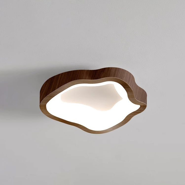 Traditional Japanese Corrugated Iron LED Ceiling Light - Flush Mount for Living Room
