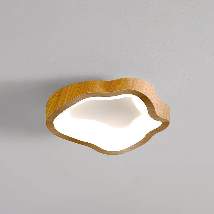 Traditional Japanese Corrugated Iron LED Ceiling Light - Flush Mount for Living Room