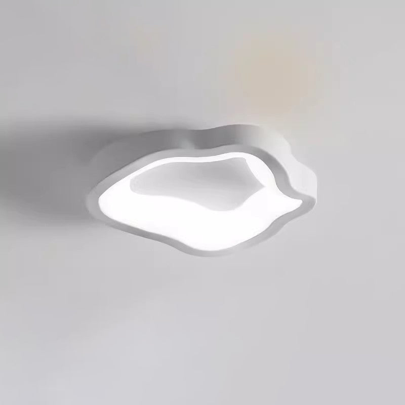 Traditional Japanese Corrugated Iron LED Ceiling Light - Flush Mount for Living Room