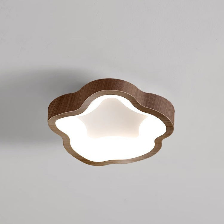 Traditional Japanese Corrugated Iron LED Ceiling Light - Flush Mount for Living Room