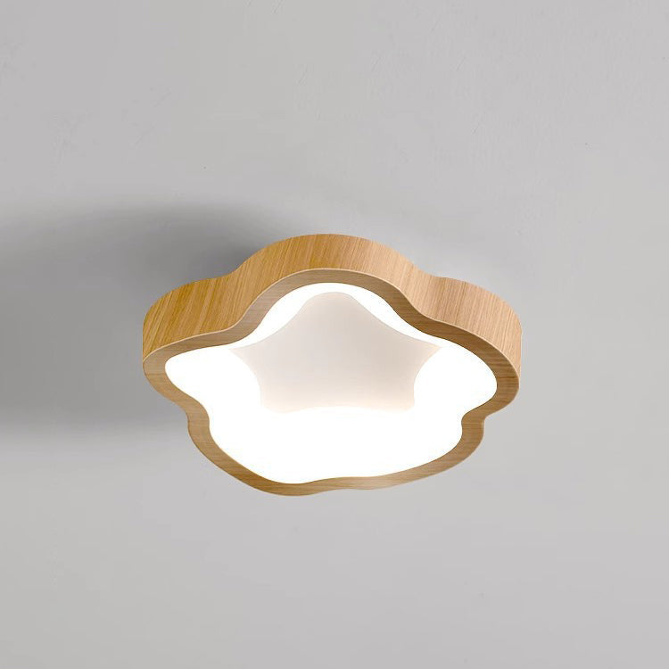 Traditional Japanese Corrugated Iron LED Ceiling Light - Flush Mount for Living Room