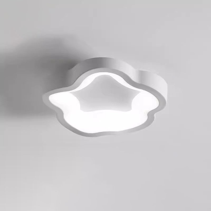 Traditional Japanese Corrugated Iron LED Ceiling Light - Flush Mount for Living Room