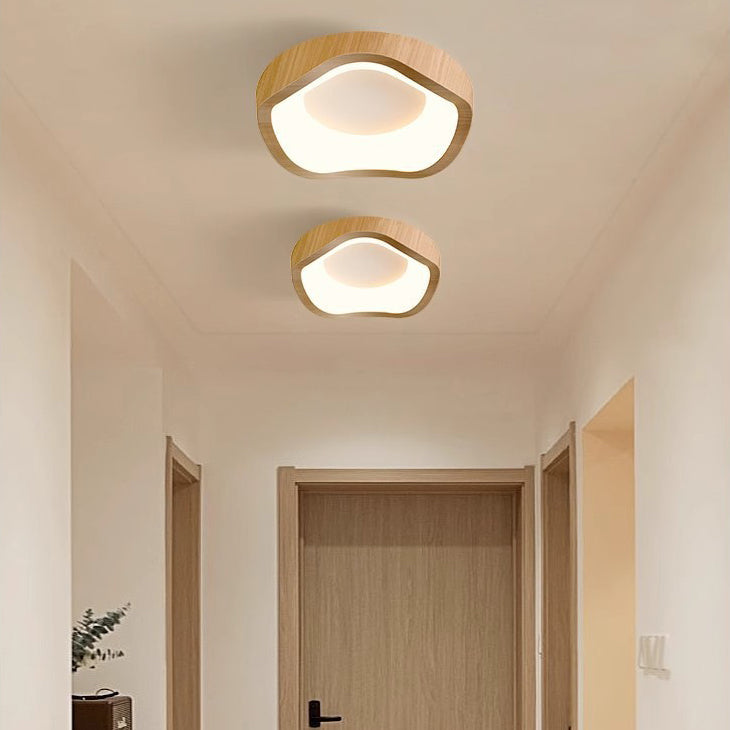 Traditional Japanese Corrugated Iron LED Ceiling Light - Flush Mount for Living Room
