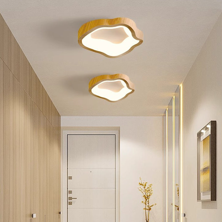 Traditional Japanese Corrugated Iron LED Ceiling Light - Flush Mount for Living Room