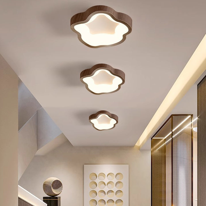 Traditional Japanese Corrugated Iron LED Ceiling Light - Flush Mount for Living Room