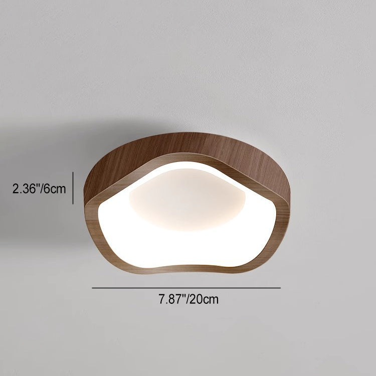 Traditional Japanese Corrugated Iron LED Ceiling Light - Flush Mount for Living Room