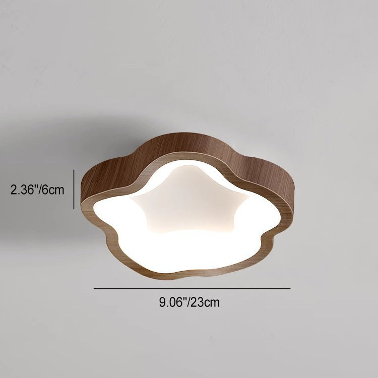 Traditional Japanese Corrugated Iron LED Ceiling Light - Flush Mount for Living Room