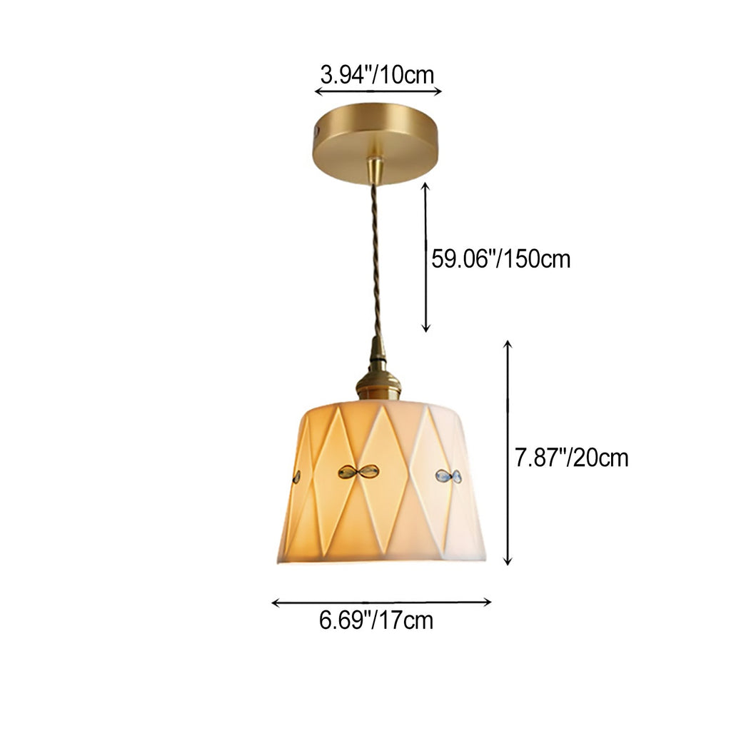 Traditional French Antique Brass Pendant Light - 1-Light Glazed Ceramic Fixture for Living Room