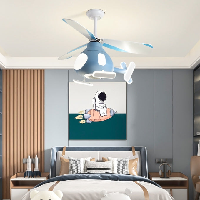 Contemporary Cartoon Helicopter Ceiling Fan Light for Kids, Acrylic LED Downrods, Bedroom Ceiling Lighting, Unique Children's Room Decor, Fun Kids' LED Fan Light Fixture, Modern Helicopter Design Ceiling Fan with Light, Aerodynamic Kids Room Illumination,