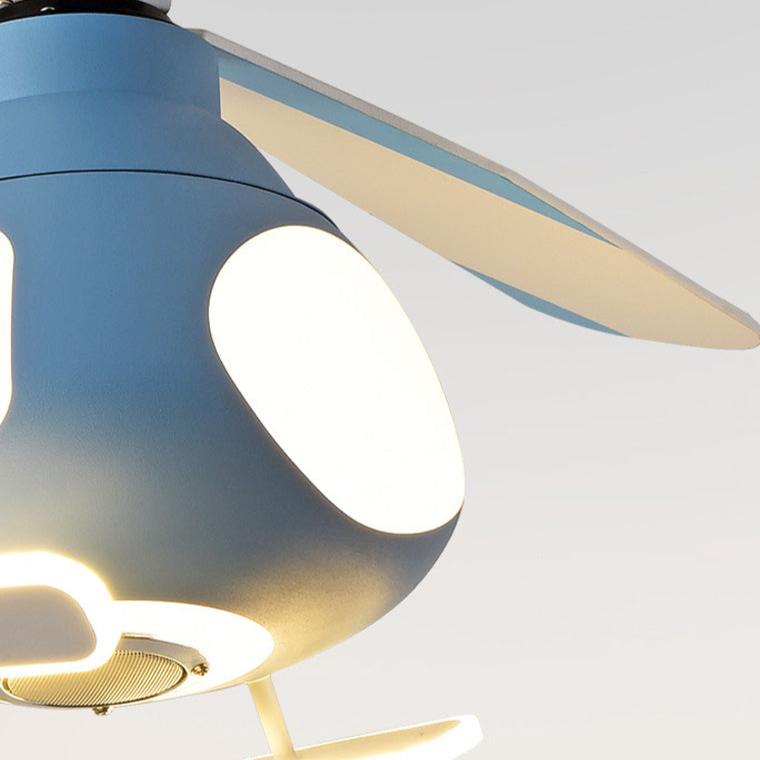Contemporary Cartoon Helicopter Ceiling Fan Light - Iron Acrylic LED Kids Room Decor