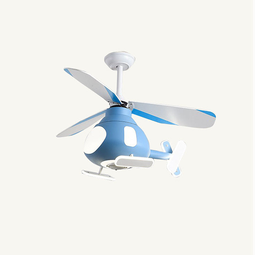 Contemporary Cartoon Helicopter Ceiling Fan Light for Kids, Acrylic LED Downrods, Bedroom Ceiling Lighting, Unique Children's Room Decor, Fun Kids' LED Fan Light Fixture, Modern Helicopter Design Ceiling Fan with Light, Aerodynamic Kids Room Illumination,