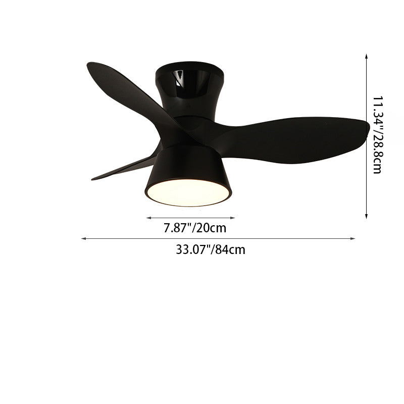 Modern Minimalist Acrylic Shade Ceiling Fan Light - LED Semi-Flush Mount for Bedroom