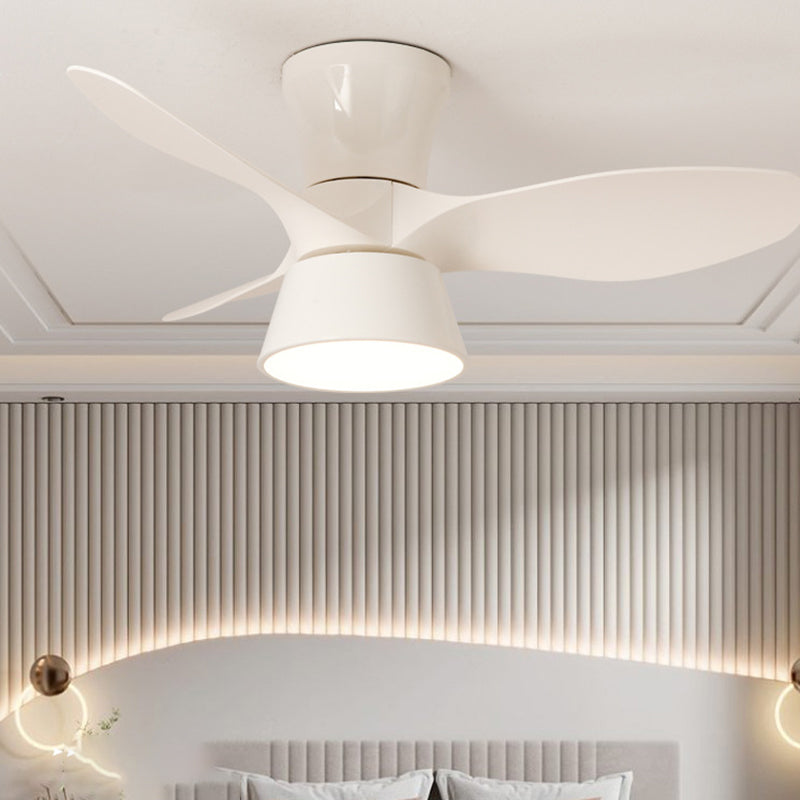 Modern Minimalist Acrylic Shade Ceiling Fan Light - LED Semi-Flush Mount for Bedroom