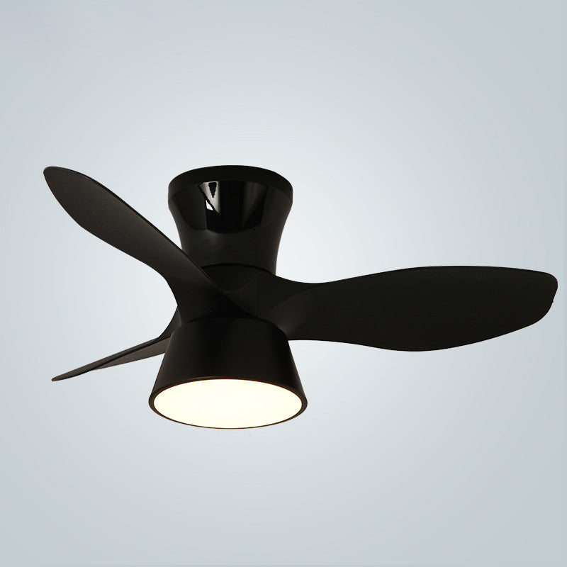 Modern Minimalist Acrylic Shade Ceiling Fan Light - LED Semi-Flush Mount for Bedroom