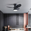 Modern Minimalist Acrylic Shade Ceiling Fan Light - LED Semi-Flush Mount for Bedroom