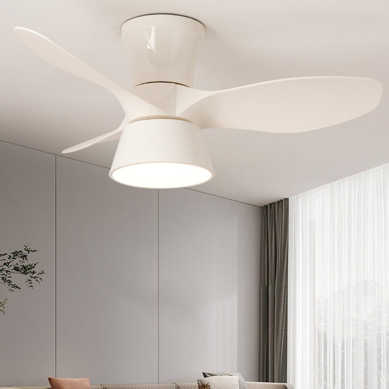 Modern Minimalist Acrylic Shade Ceiling Fan Light - LED Semi-Flush Mount for Bedroom