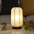 Traditional Chinese Fabric Cylinder Shade Wood Base 1-Light Table Lamp for Bedroom, Asian-Inspired Lighting, Elegant Nightstand Lamp, Modern Home Decor, Soft Ambient Illumination, Feng Shui Accent Lamp, Unique Gift Idea, Handcrafted Decorative Lighting