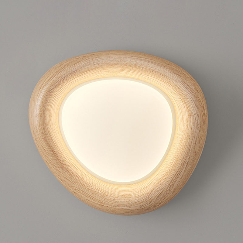 Contemporary Curved Iron PE Imitation Wood Grain LED Flush Mount Ceiling Light for Bedroom