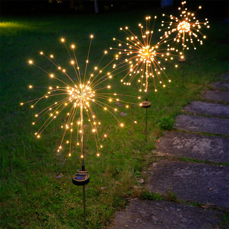 Contemporary Industrial Solar LED Lawn Insert Light - Waterproof Outdoor Patio Firework Design